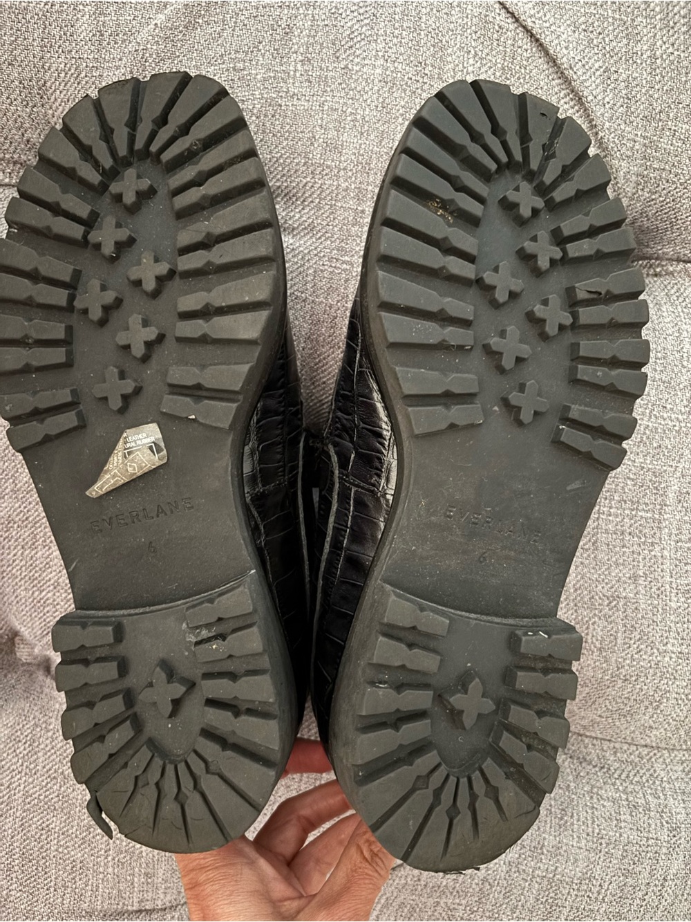 Everlane Black Croc-Embossed Lug Sole Loafers - Picture 7 of 10